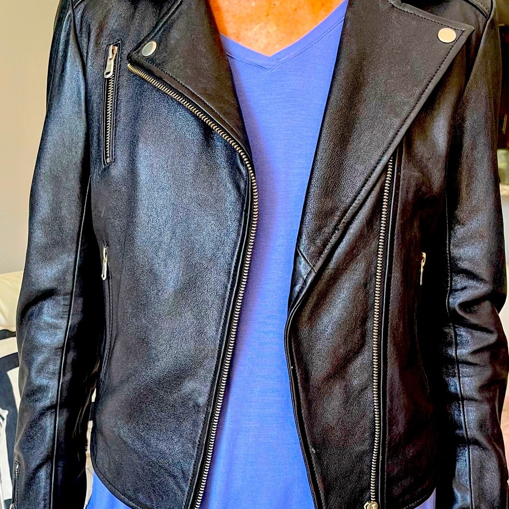 Black DSTL soft lambskin leather jacket with silver hardware SZ Med! LN